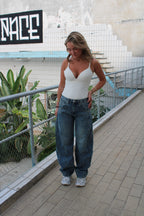 Wide leg balloon jeans